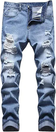 HUNGSON Men's Slim Fit Stretch Ripped Skinny Jeans for Comfort