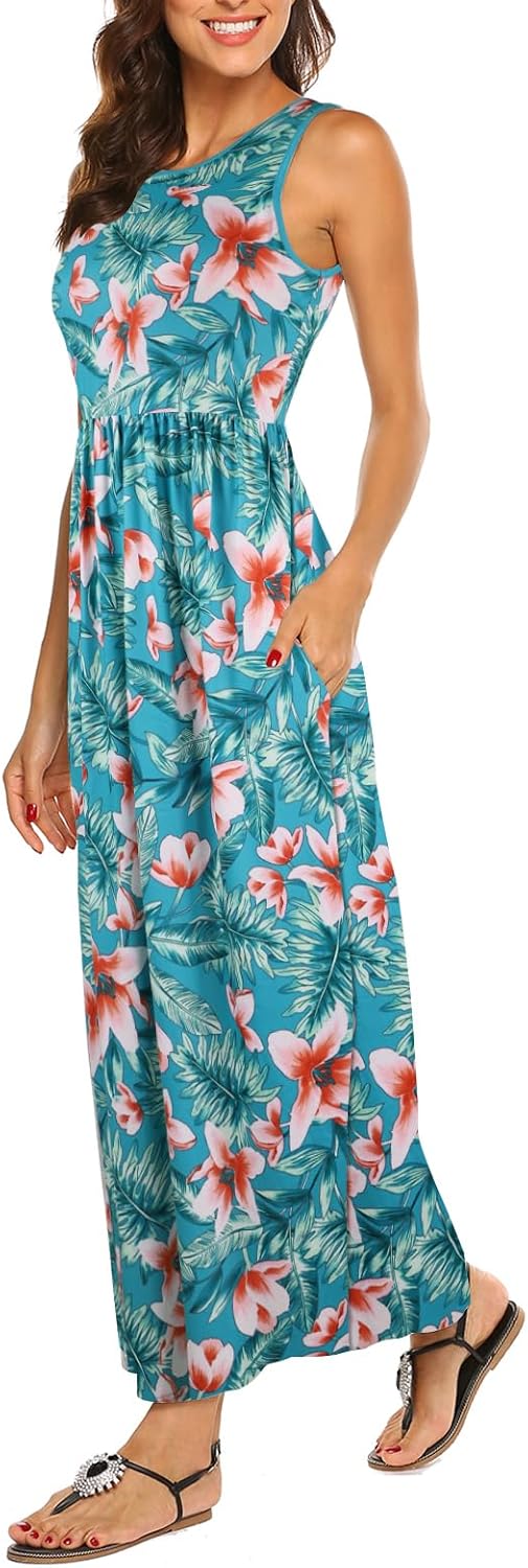 Hount Women's Summer Sleeveless Striped Flowy Maxi Dress