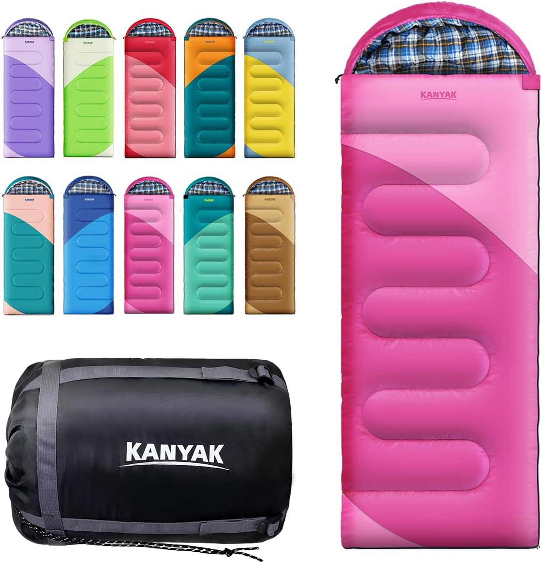 Camping Sleeping Bag for Adults and Kids - 3-4 Season Comfort