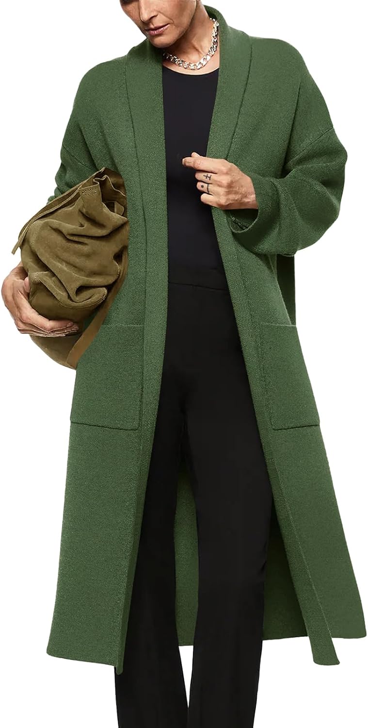Womens Long Sleeve Maxi Cardigan Open Front Oversized Sweater