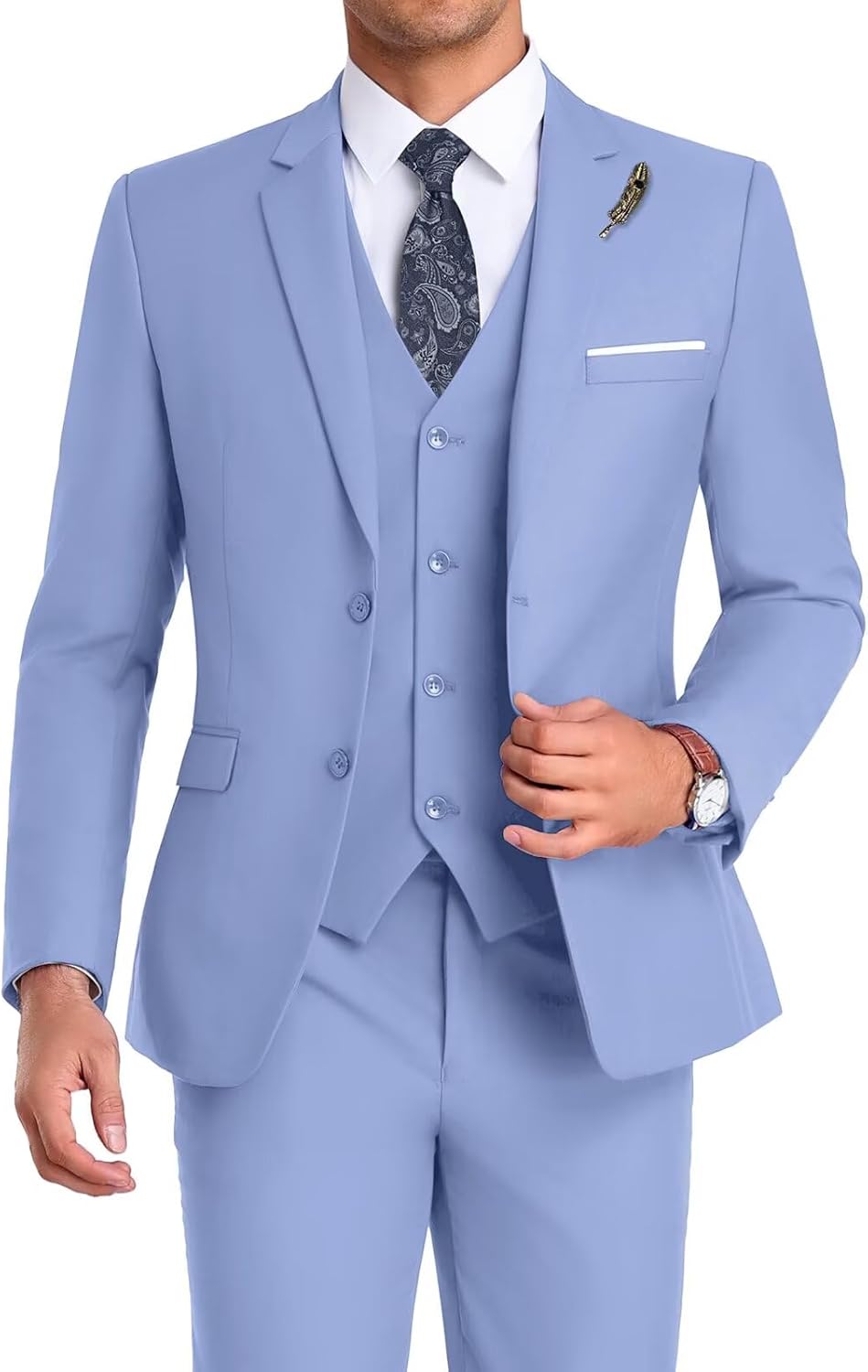 Men Suit 3 Pieces Slim Fit Groomsmen Tuxedo with Tie