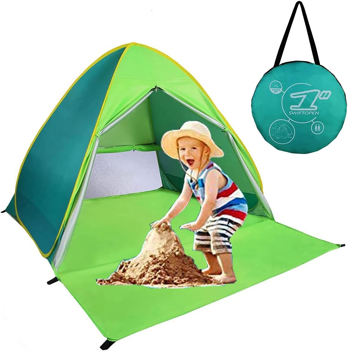 SUMELAY Pop Up Beach Tent UPF 50+ Shade - Portable Sun Shelter