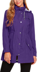 Womens Lightweight Hooded Waterproof Rain Jacket - Packable, Striped