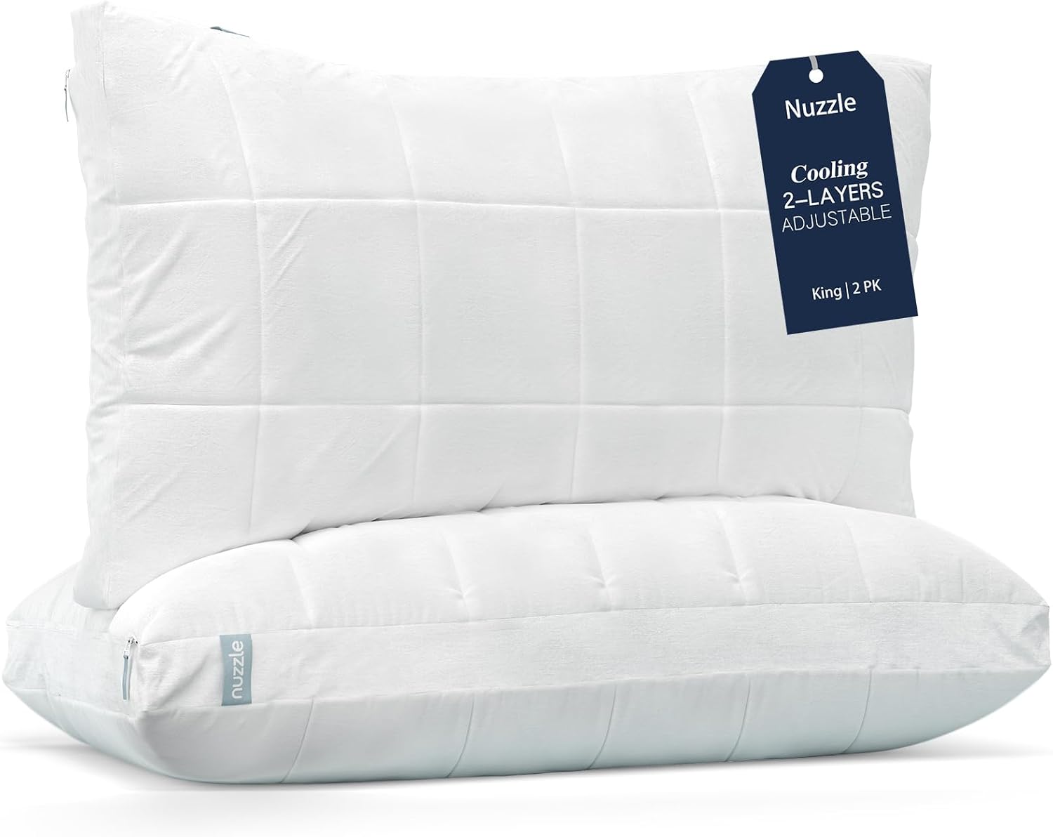 Nuzzle Cooling Adjustable Pillows for Side Sleepers - King Size