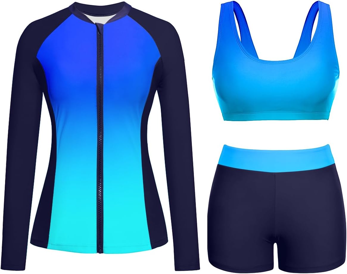 Holipick Long Sleeve Swimsuits for Women - 3 Piece Set