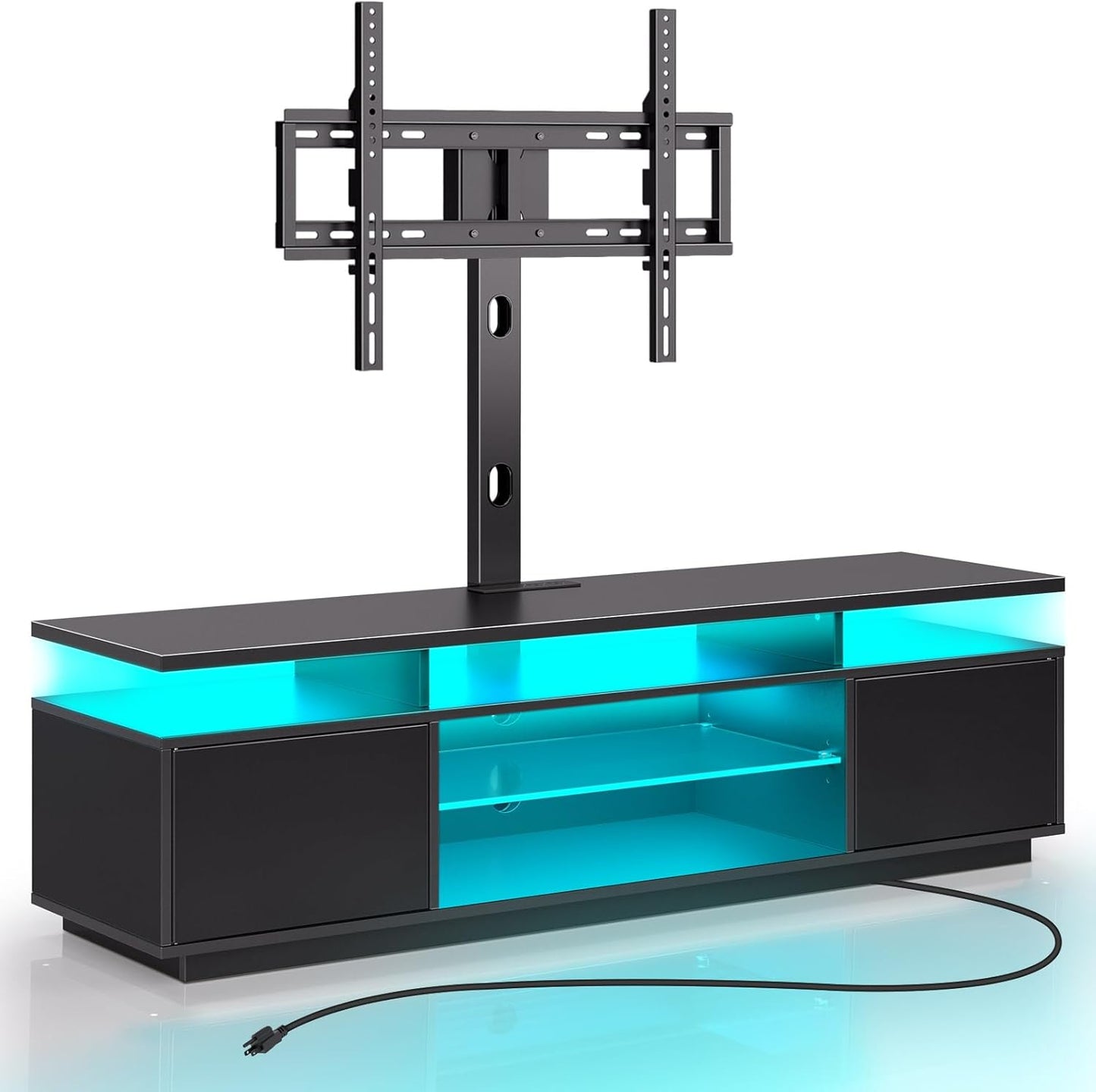 Rolanstar Swivel TV Stand: Height Adjustable & LED Lights