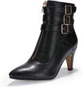 Pointed Toe Two Strap Ankle Booties - 3 in Kitten Heel
