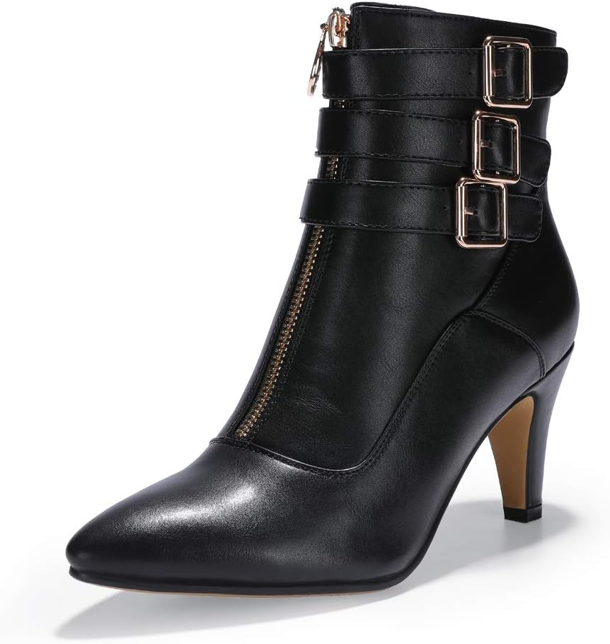 IDIFU Women's Pointed Toe Ankle Booties with Kitten Heel Style