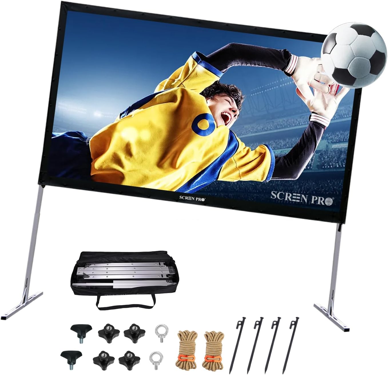 144-Inch Portable Projector Screen with Stand for Home Theater