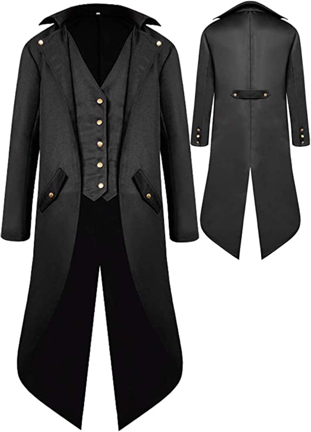 BITSEACOCO Mens Gothic Medieval Tailcoat Jacket for Unique Style