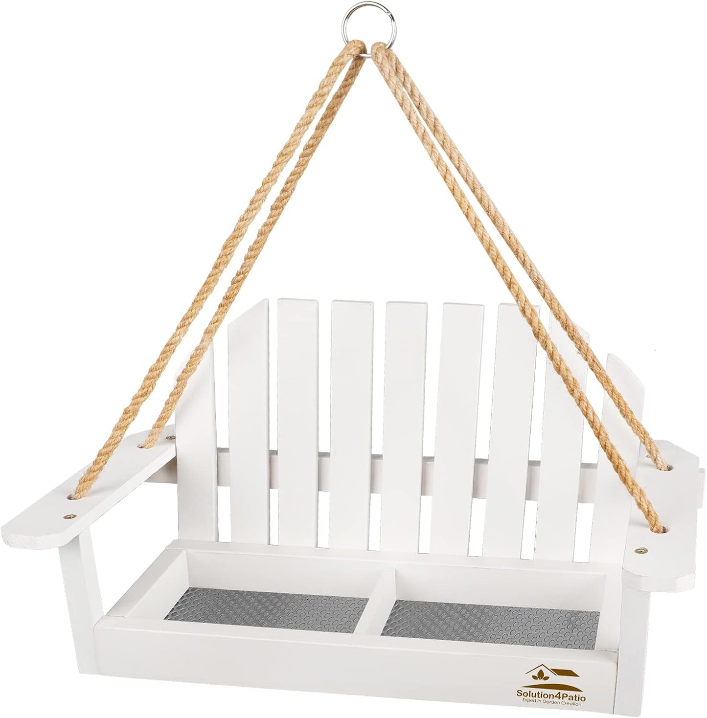 Solution4Patio White Swing Bird Feeder for Your Garden Decor