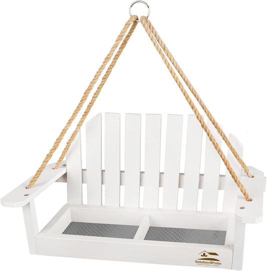 Solution4Patio White Swing Bird Feeder for Your Garden Decor