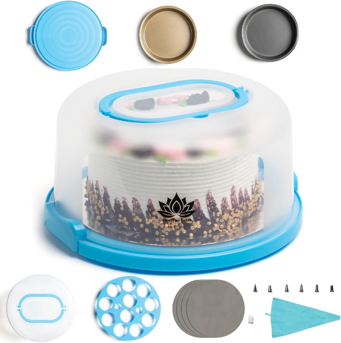 10in Cake Carrier with Lid and Handle for Easy Transport