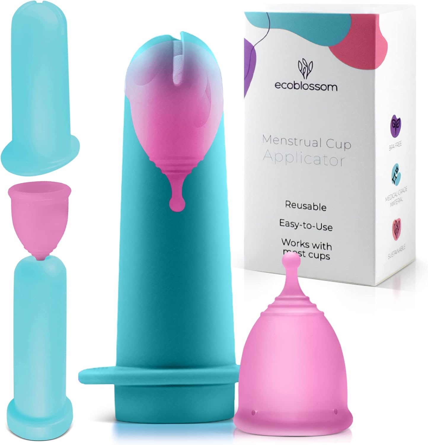 Easy Insertion Menstrual Cup Tool - Hygienic & Reusable - Teal