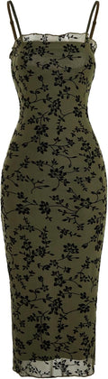 Floral Print Mesh Bodycon Cami Dress for Stylish Women