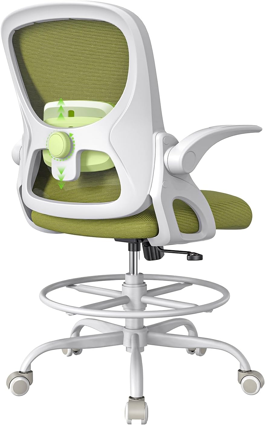 Drafting Chair with Ergonomic Lumbar Support and Footrest