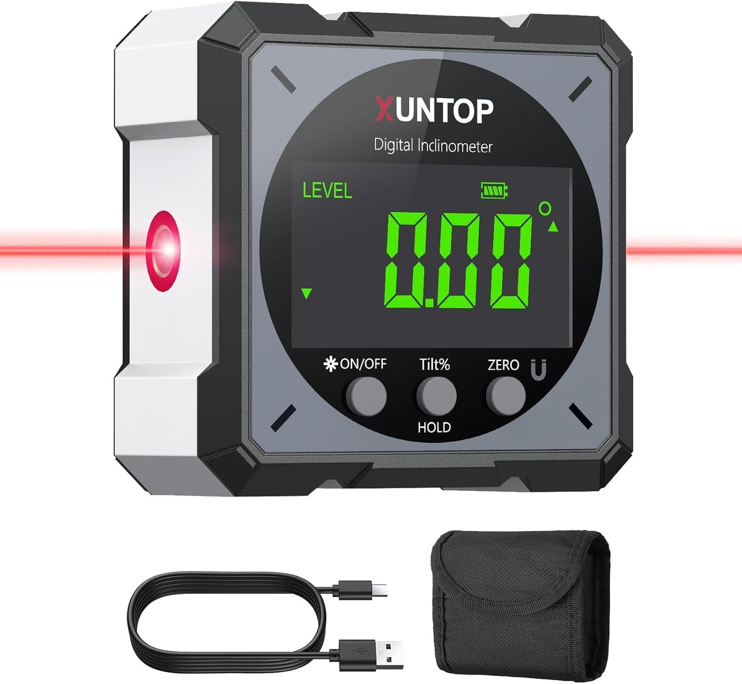 USB Charging Digital Level Box Angle Finder with Laser for Precision