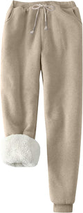 Women's Sherpa Lined Winter Fleece Joggers Pants - Warm Cozy Fit