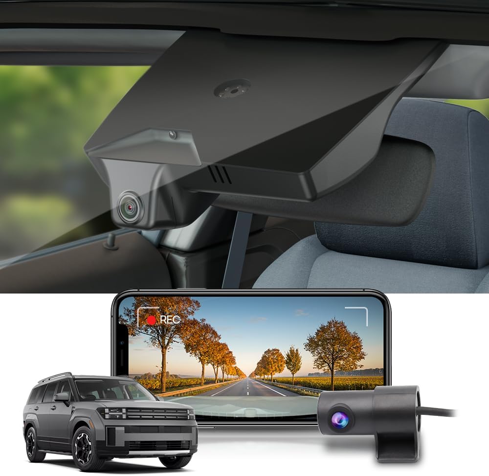 Fitcamx Front 2K+Rear 1080P Dash Cam for Hyundai Santa Fe 2024