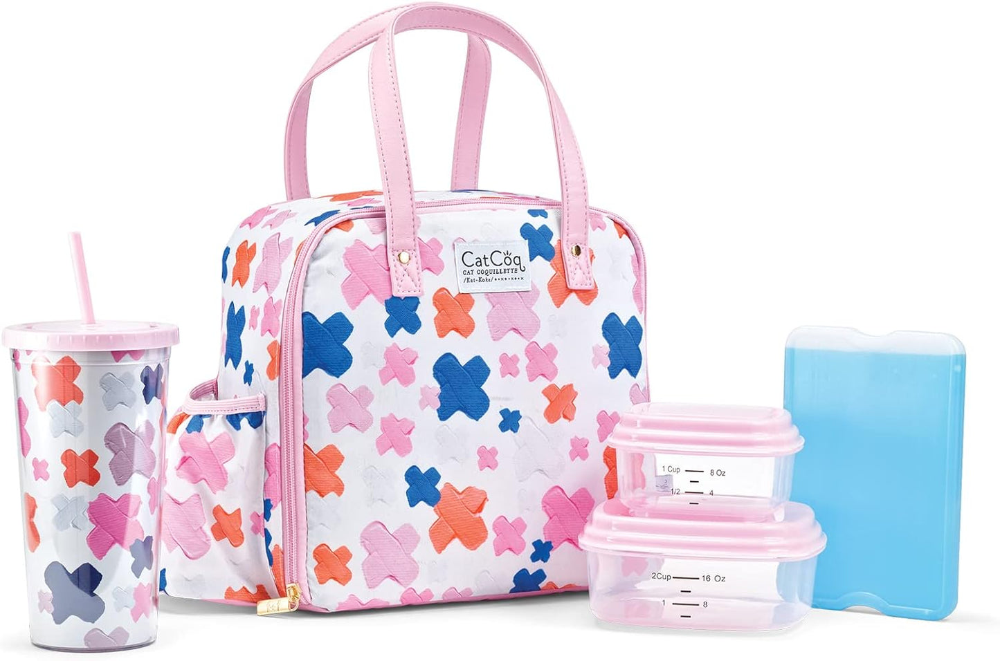 Insulated Womens Lunch Bag For Work With Tumbler & Containers