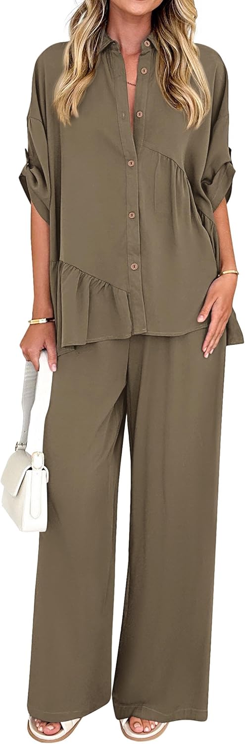 KIRUNDO Two Piece Sets for Women Summer Outfits 2025 Casual