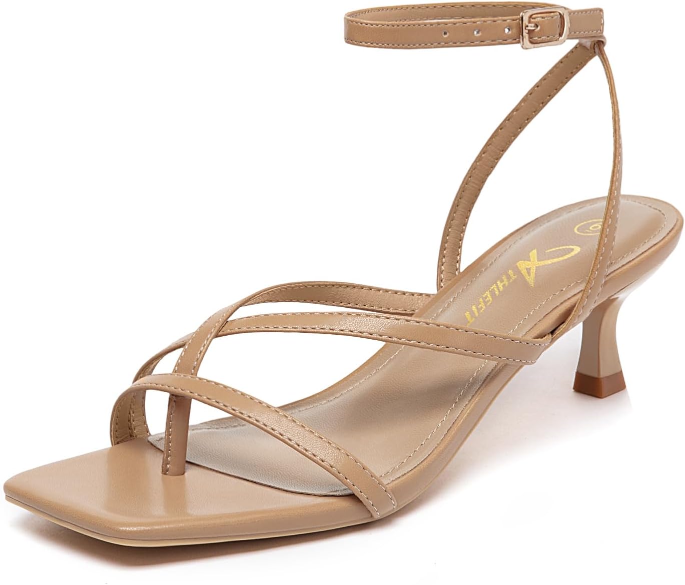 Strappy Kitten Heels for Women - Stylish Square Toe Sandals