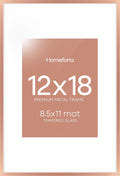 Homeforia 12x18 Picture Frame Rose Gold - Matted or Edge-to-Edge