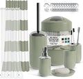 Sage Green Bathroom Set - Coordinated 20PC Accessory & Shower Curtain