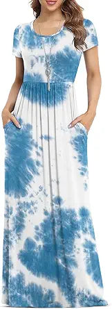 VIISHOW Women Short Sleeve Casual Maxi Dresses with Pockets