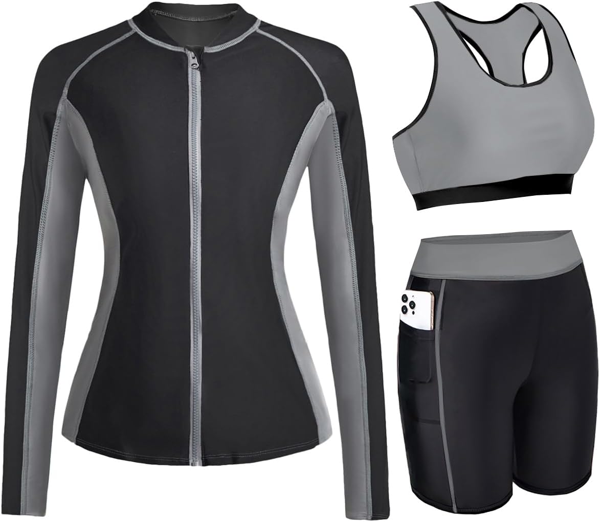 Daci Women 3 Piece Rash Guard for Modest Swimwear Fun
