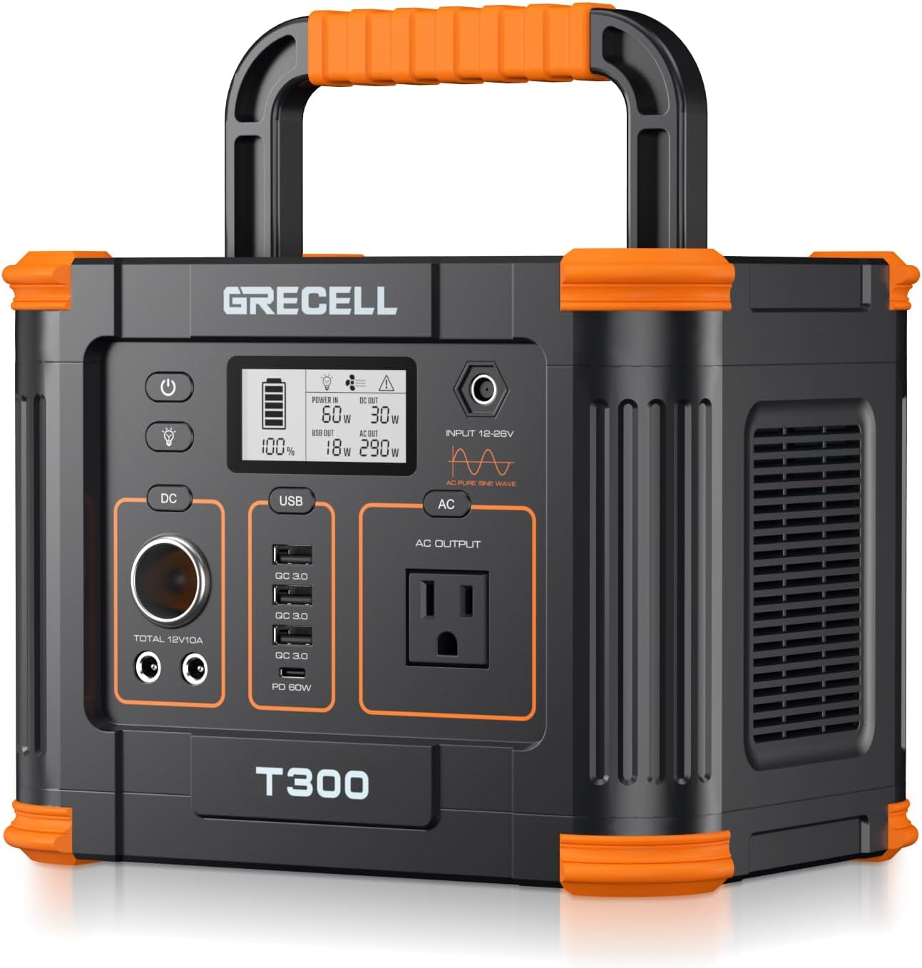 GRECELL Portable Power Station: 288Wh Solar Generator with 60W USB-C PD