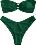 Bandeau Bikini O Ring Strapless Two Piece Swimsuit - Flattering Fit