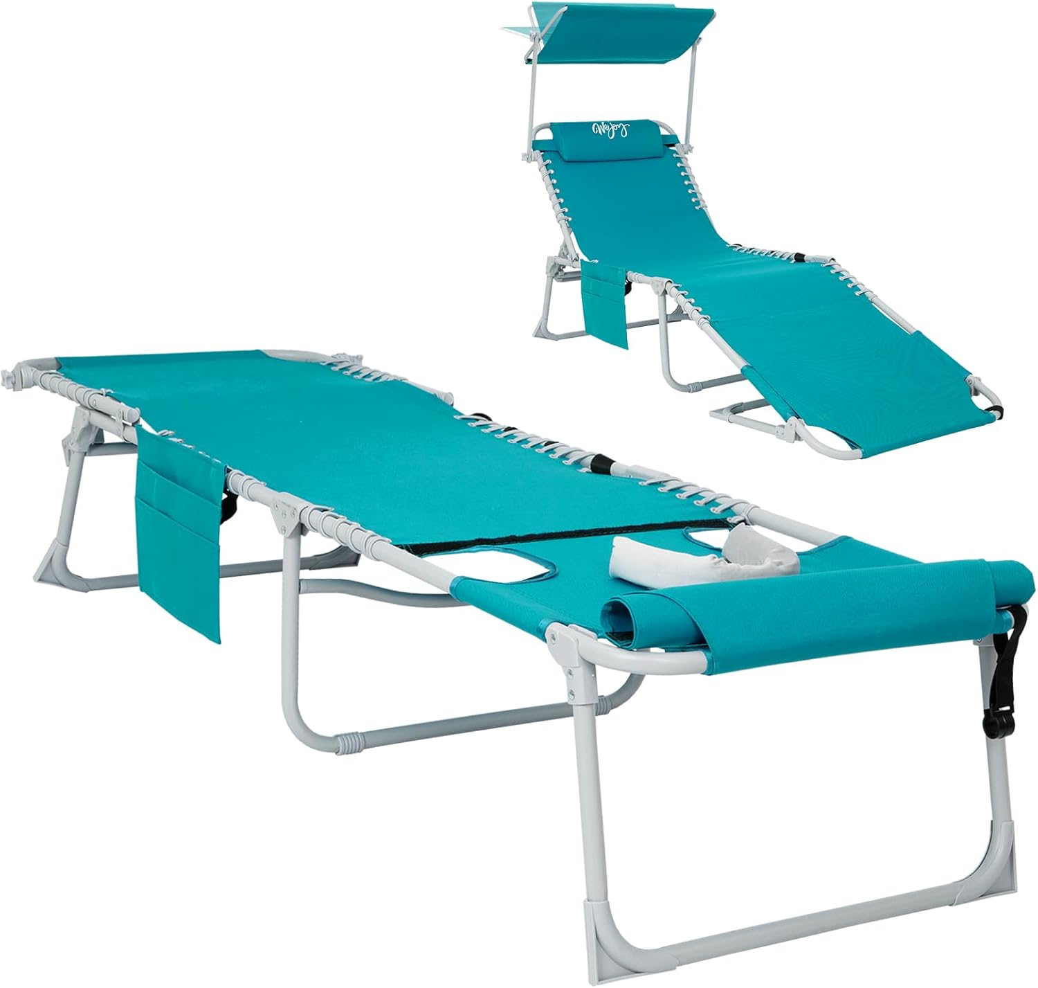 WEJOY 3 in 1 Tanning Chair with Face Hole & Canopy for Comfort