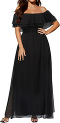 Pinup Fashion Women's Bridesmaid Off The Shoulder Chiffon