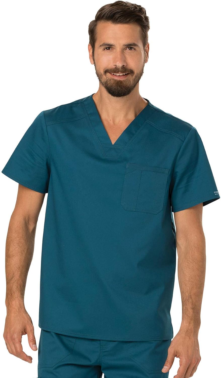 Cherokee Men Scrubs Top Workwear Revolution Tuckable V-Neck