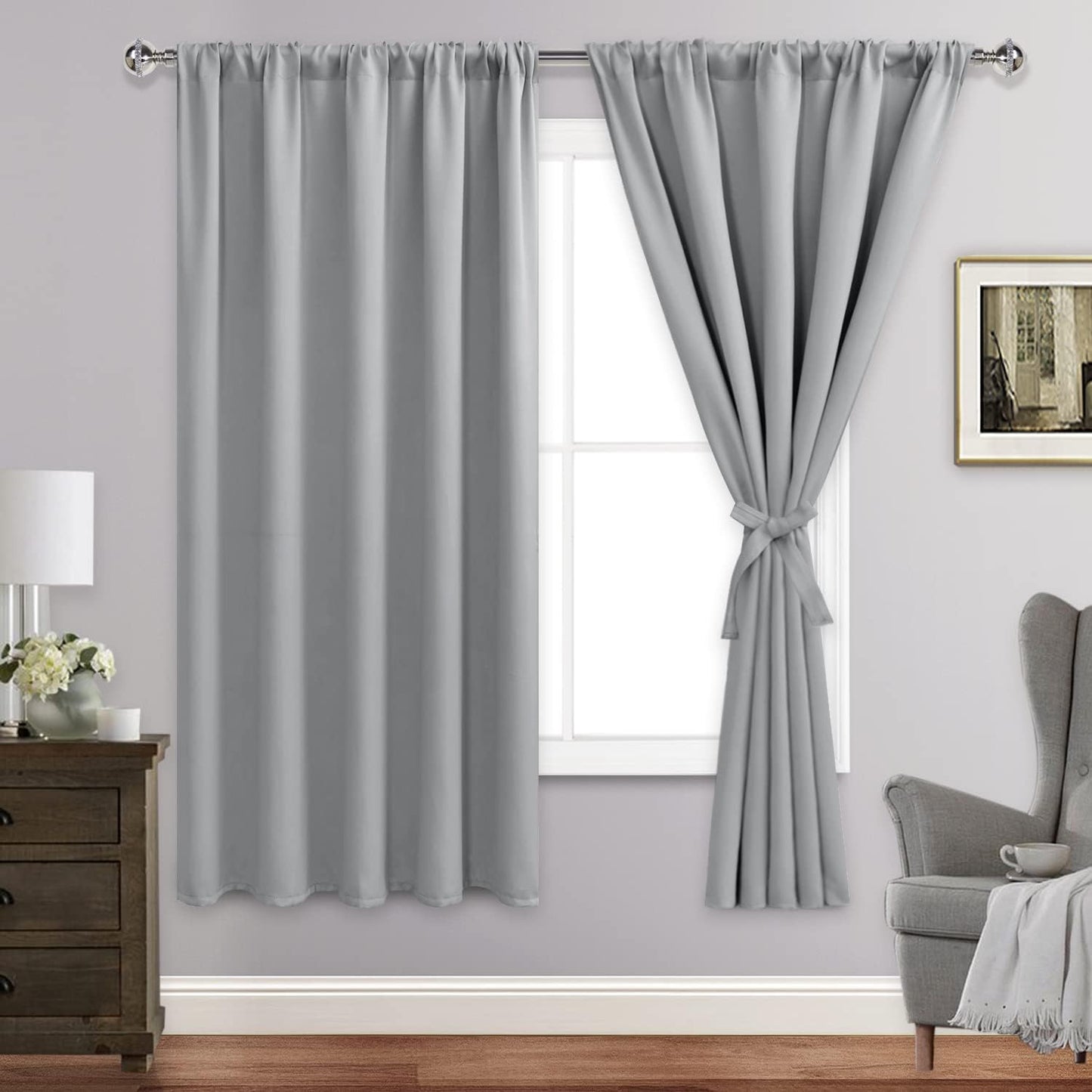 JIUZHEN Blackout Curtains for Bedroom - 60 Inch Thermal Insulated