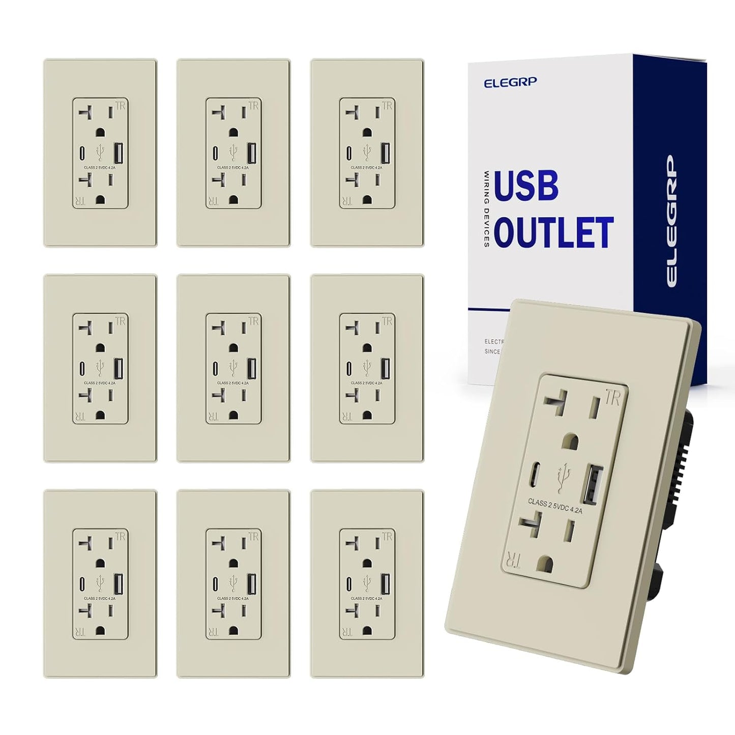 ELEGRP USB A & C Wall Outlet for Fast Charging and Safety
