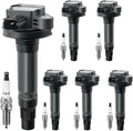 Ignition Coil & Platinum Spark Plugs 6-Pack Set Compatible with Ford