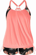 Plus Size Tankini Swimsuits for Women - Blouson Top with Shorts