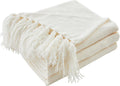 CozeCube Chenille Throw Blanket for Couch - Cozy Cream White 60x80