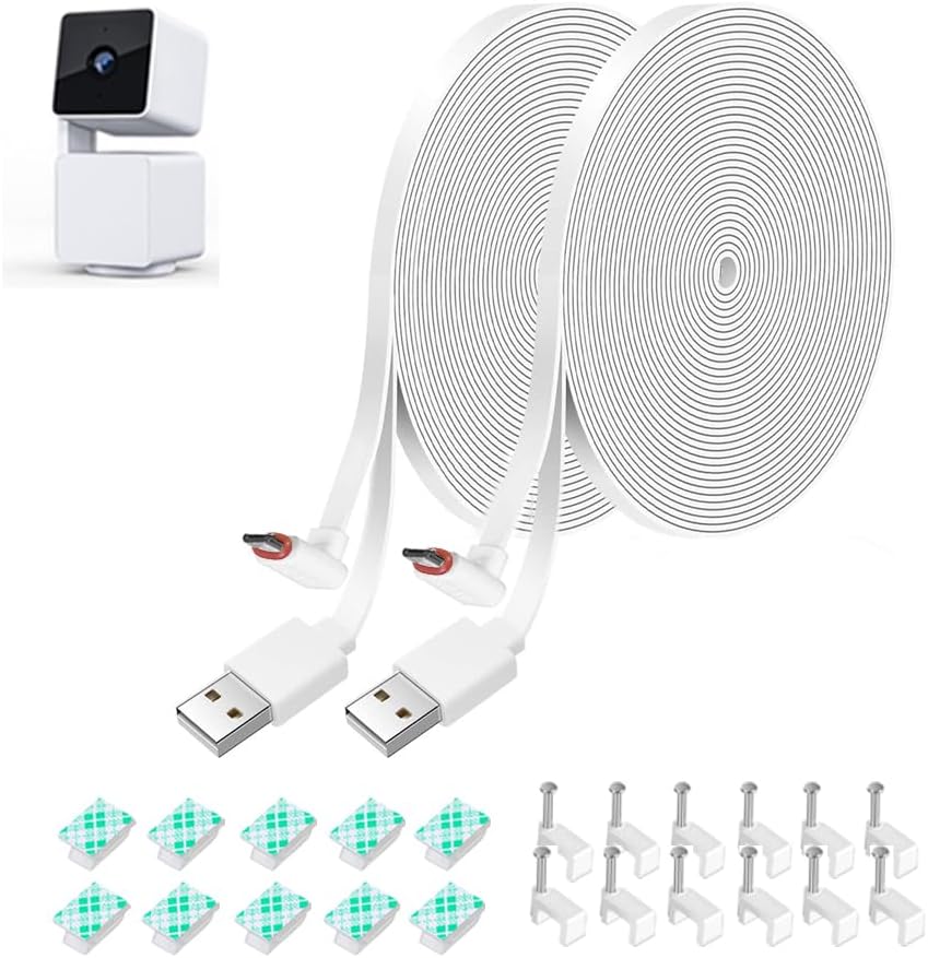 2 Pack Weatherproof 26FT Wyze Cam Pan V3 L-Shape Power Cable