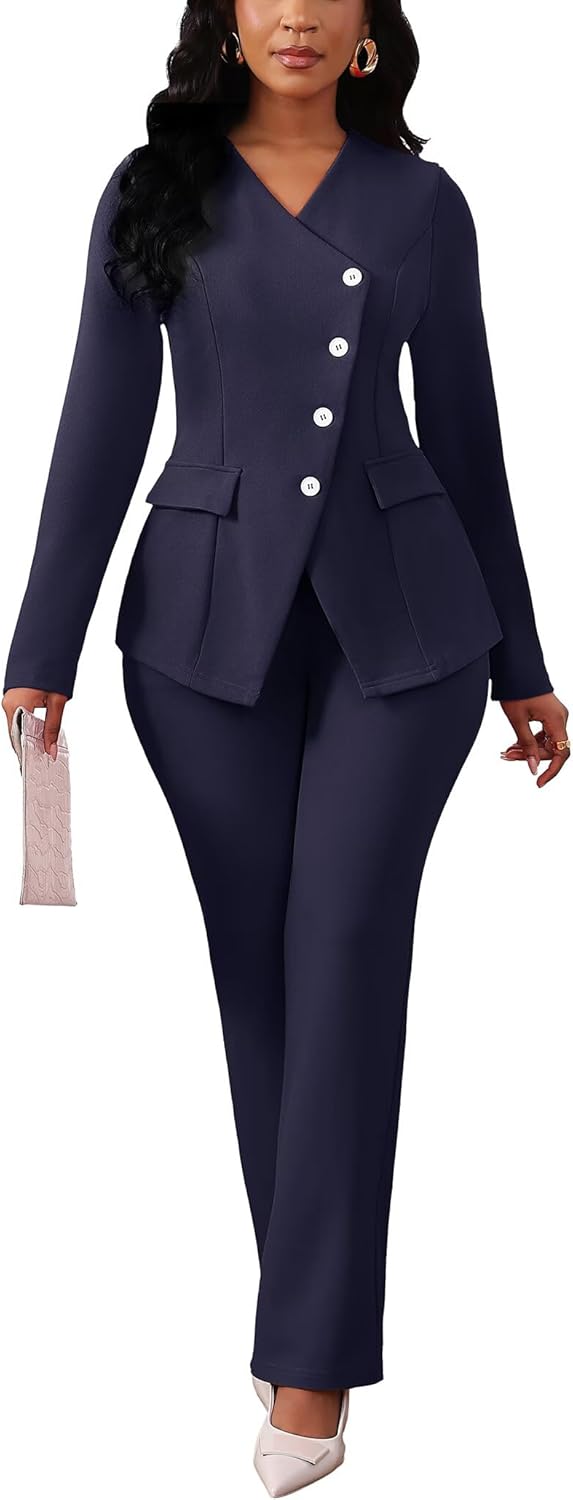 Stylish Pant Suits for Women with Blazer and Wide Leg Pants