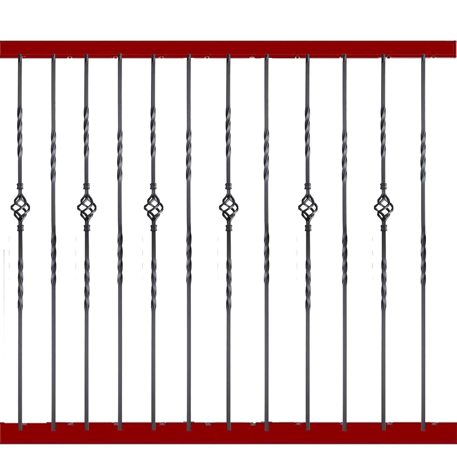 Square Wrought Iron Plain Balusters for Indoor Stairs - Pack of 12