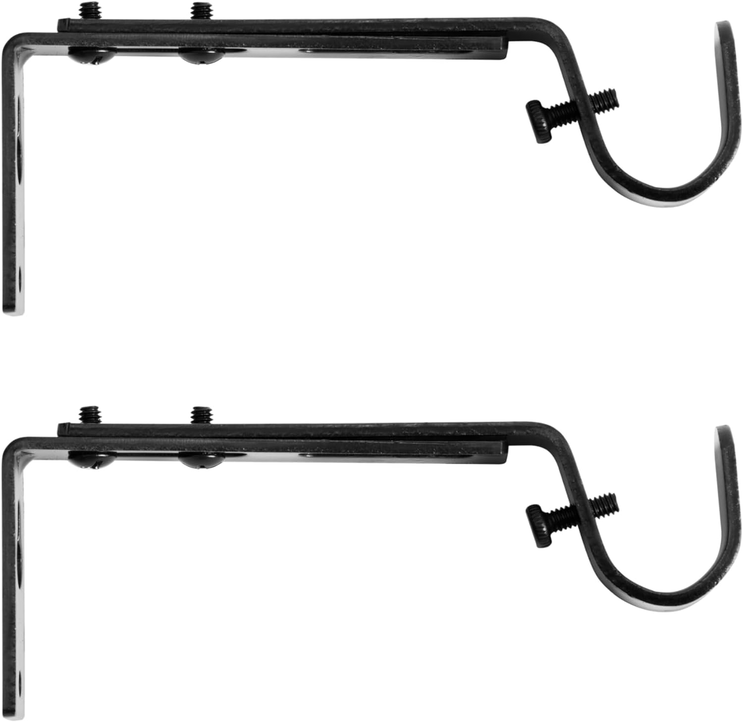 Kenney Black Adjustable Curtain Rod Brackets x2 - Easy Installation