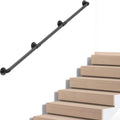 Industrial Pipe Stair Handrail Wall-Mounted Metal Hand Rail - Heavy