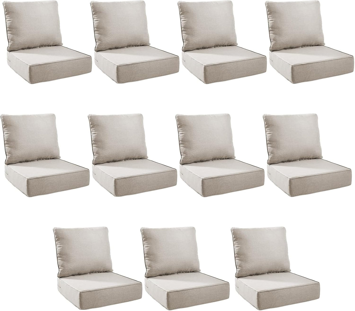 Outdoor Cushion Set for Patio Furniture - 11-Pack 24x24 Inch