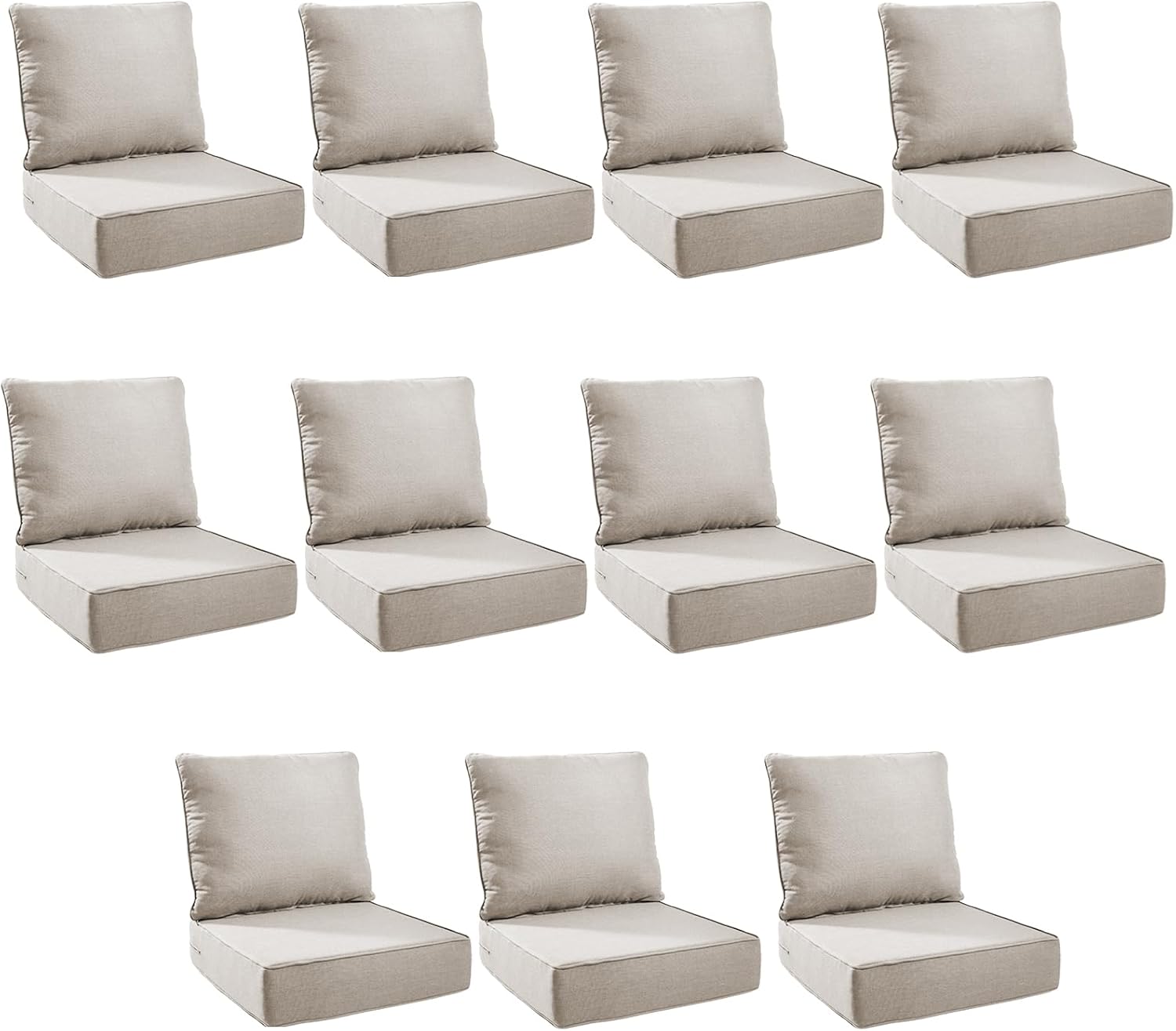 Outdoor Cushion Set for Patio Furniture - 11-Pack 24x24 Inch