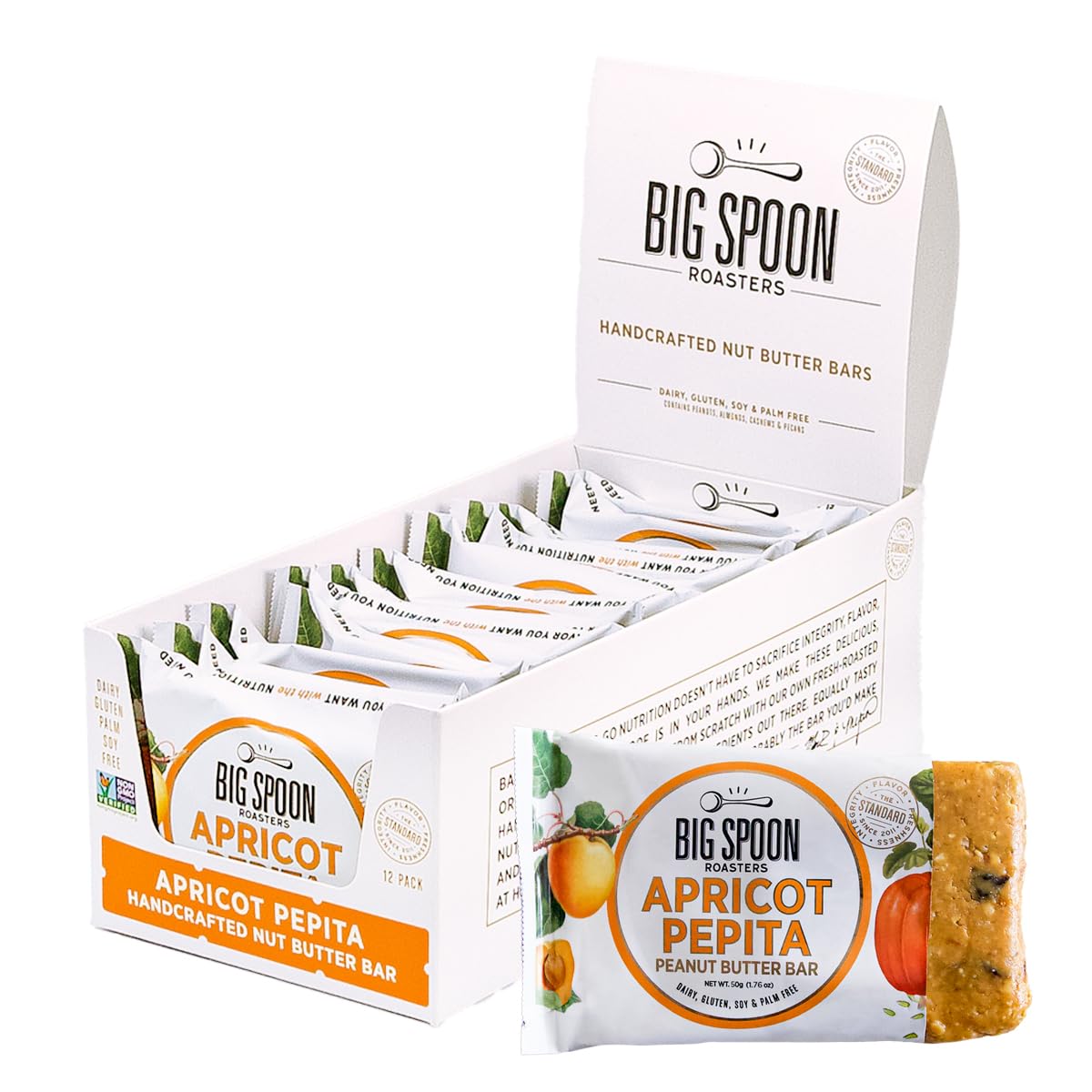 Big Spoon Roasters Apricot Pepita Nut Butter Bars - Vegan Snack