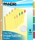 Binder Divider PANDRI 200 Pack with 5 Insertable Multicolor Big Tabs