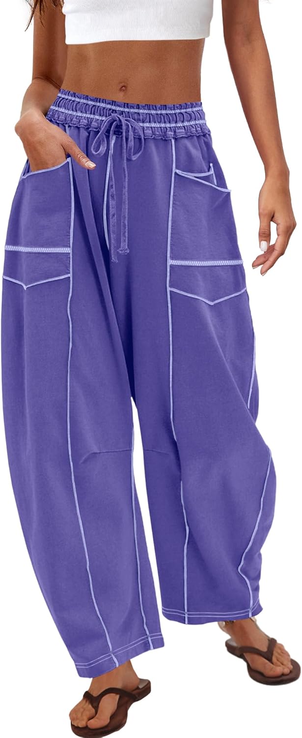Nirovien Womens Barrel Sweatpants High Waisted Wide Leg Pants